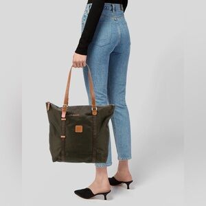 Bric's Black Bag with Tan Leather Patch